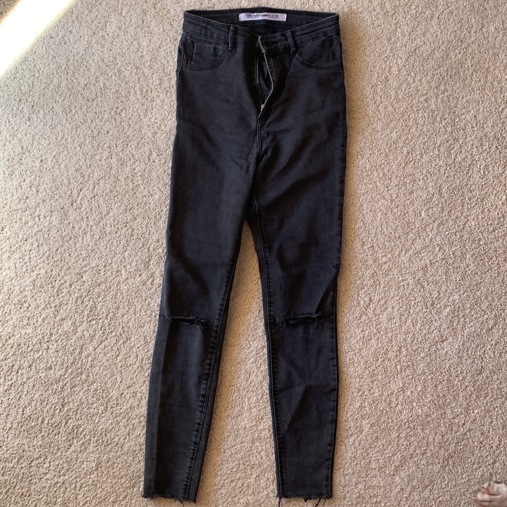 Zara black ripped skinny jeans